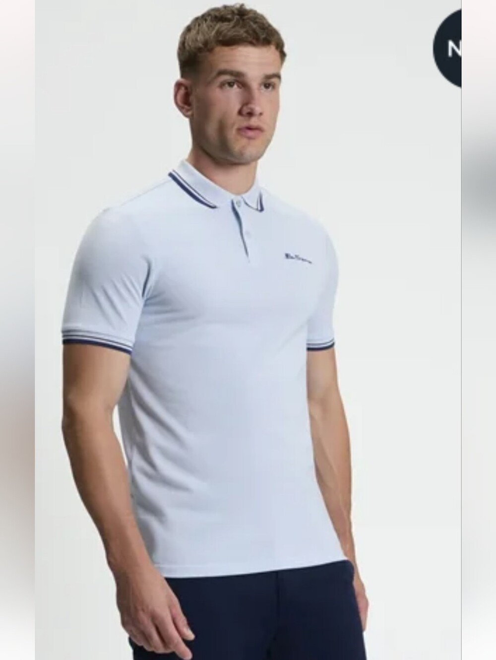 Ben Sherman Polo Shirt, Size S, Shadow Blue, Cotton Stretch, Golf
